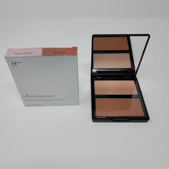 IT Cosmetics Hello Cheekbones Matte Bronzer Radiance Highlighter Contour Duo New - Picture 5 of 6